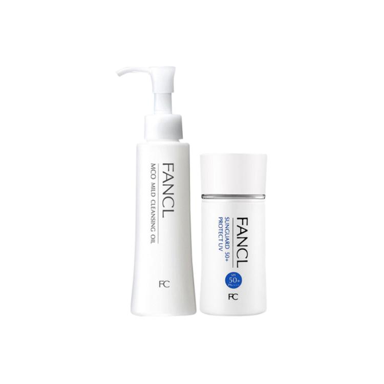 Набор для ухода за кожей: Quick Purifying Cleansing Oil, Double Protection Sunscreen Lotion, Soothing Cleaning FANCL, three-piece set: rapid cleansing oil 120ml+spf sunscreen lotion 60ml *2 — фото 4