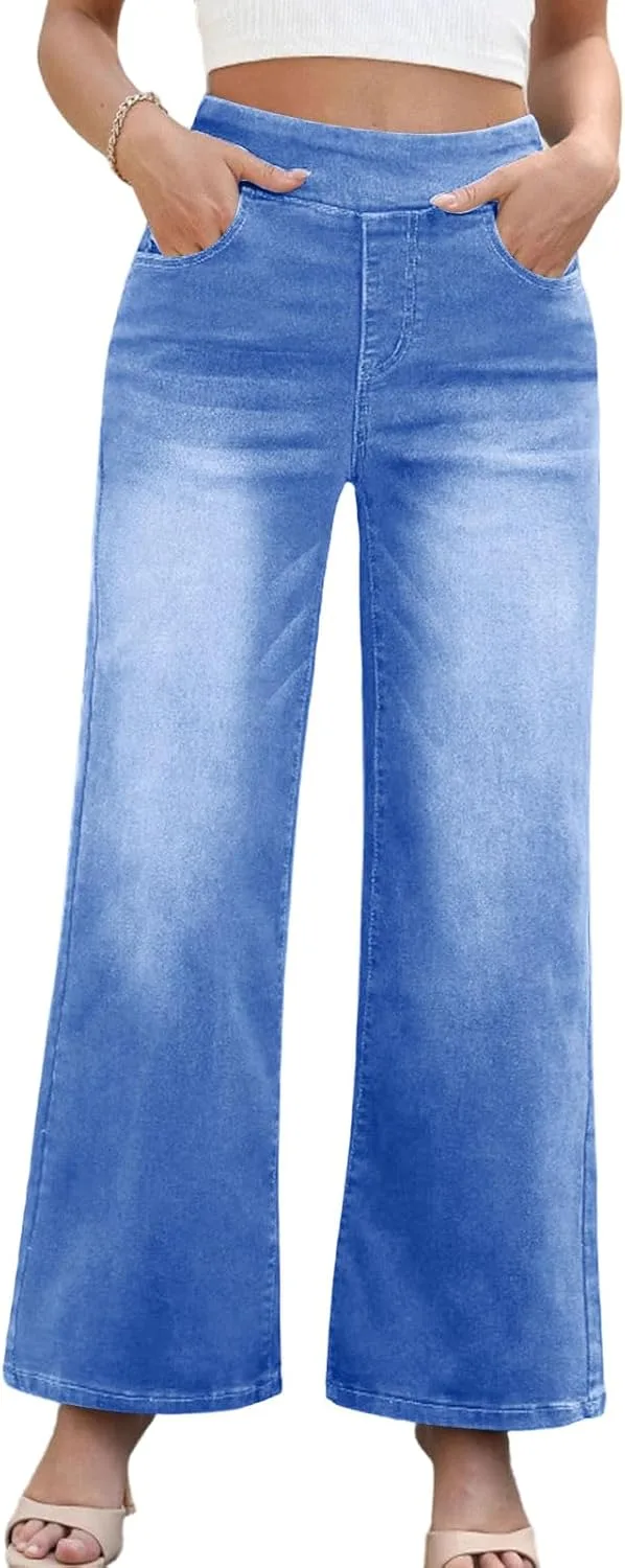 

Женские джинсы wide leg с высокой талией stretch