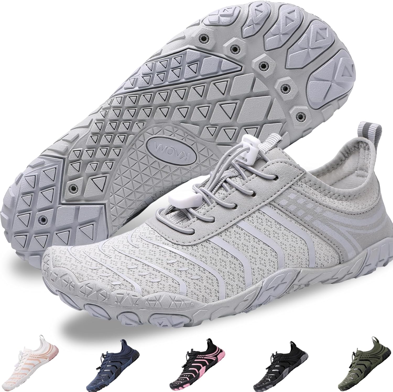 

Кроссовки для походов для женщин и мужчин - быстро сохнущие, с широкой носочной частью, для пляжа, плавания, спортивные кроссовки Ieirye, серый