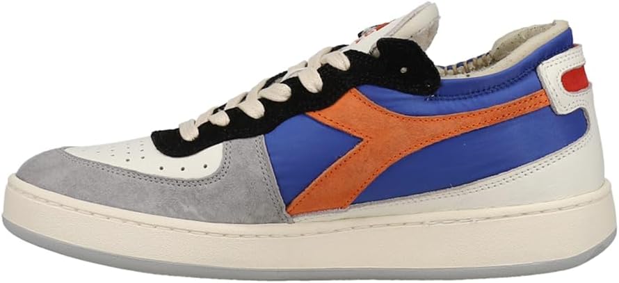 Мужские кроссовки Diadora Mi Basket Row Cut Milk Breakfast на шнуровке, повседневные - серые, разноцветные — фото 3