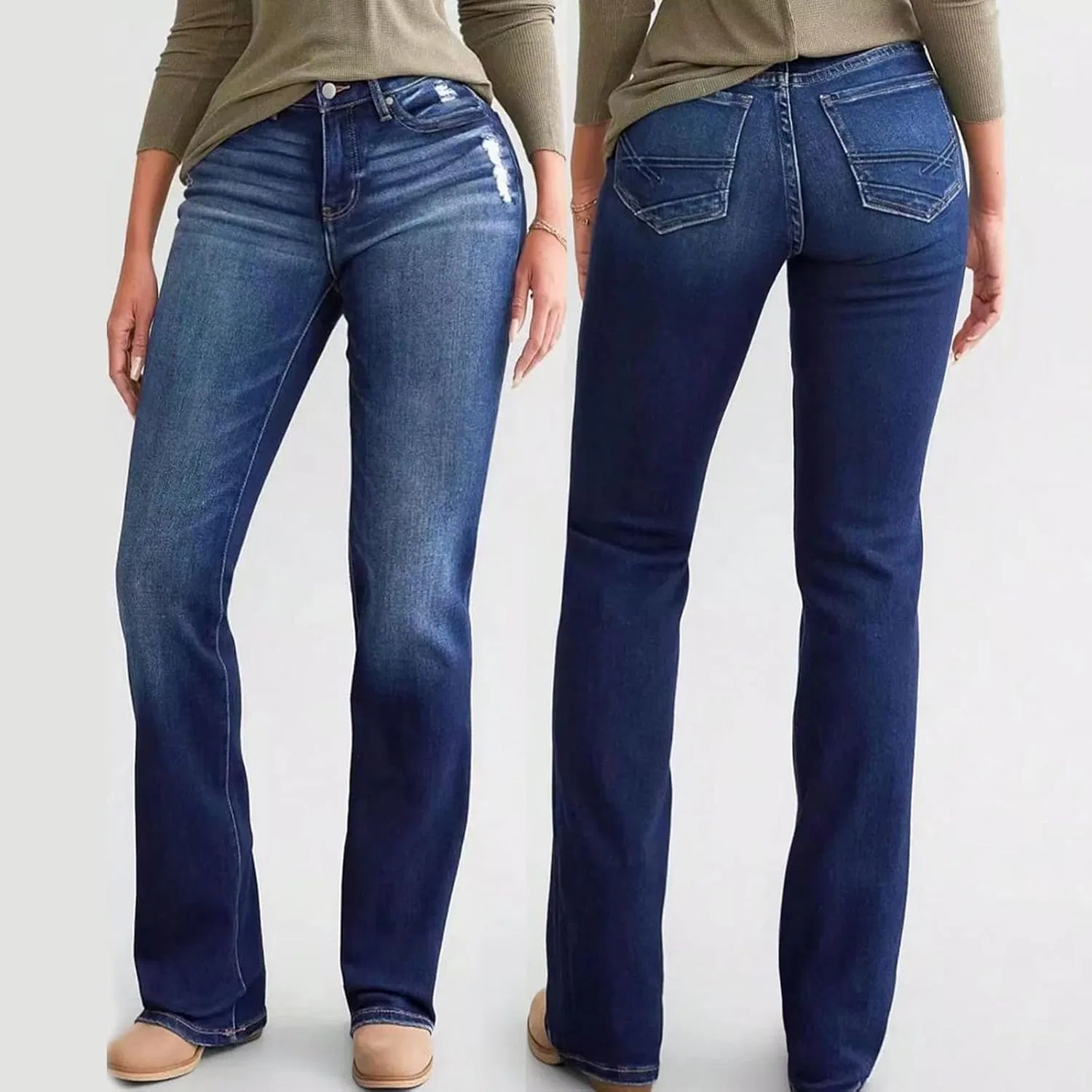 Джинсы женские Slim Curvy Bootcut, синий — фото 2