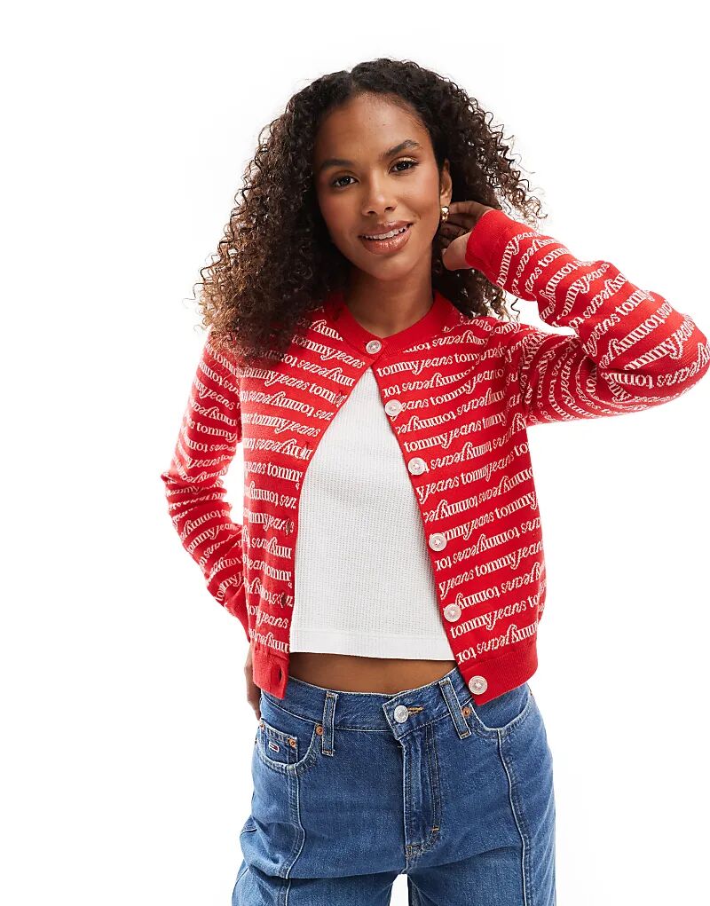 

Кардиган с логотипом по всей поверхности красного цвета Tommy Jeans