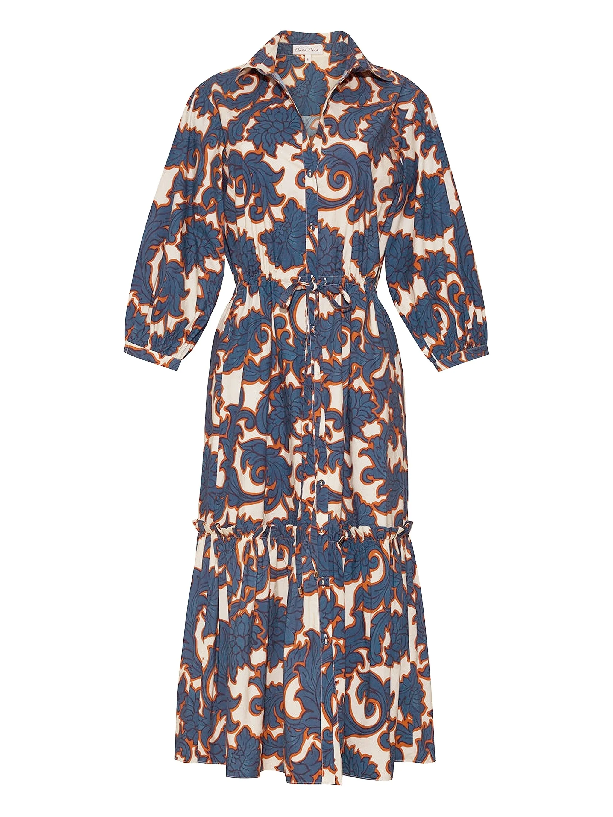 

Ярусное платье с цветочным принтом Cara Cara, синий