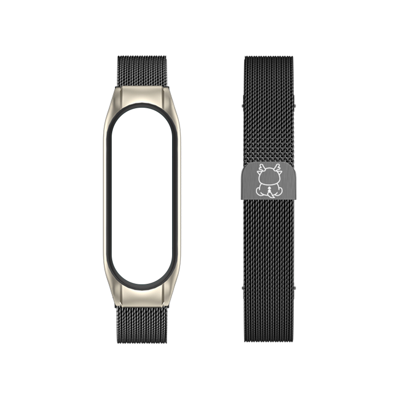 

CHENSONG Часы Strap Xiaomi Compatibility Metal, Little Dragon Back-Slim Beige Blue Laser Strap[Black]