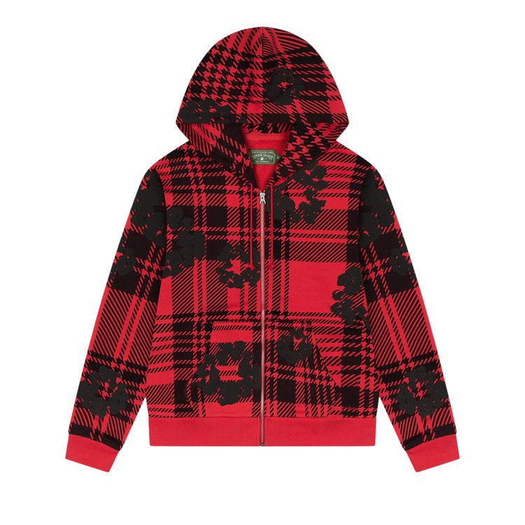 

Худи Denim Tears Plaid Cotton Wreath Zip Hoodie, Red