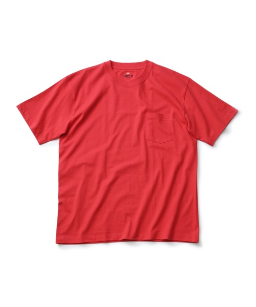 

Футболка унисекс, однотонная, с карманом, плотная ткань HANES Beefy-T, красный