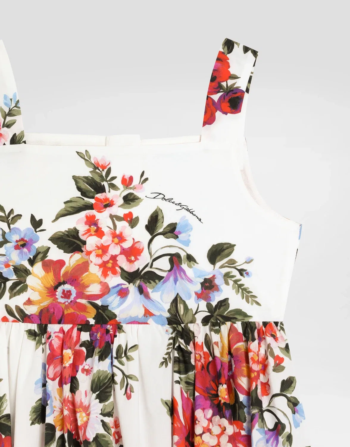 Платье из поплина с принтом в виде цветочного букета Dolce & Gabbana, мультиколор — фото 3