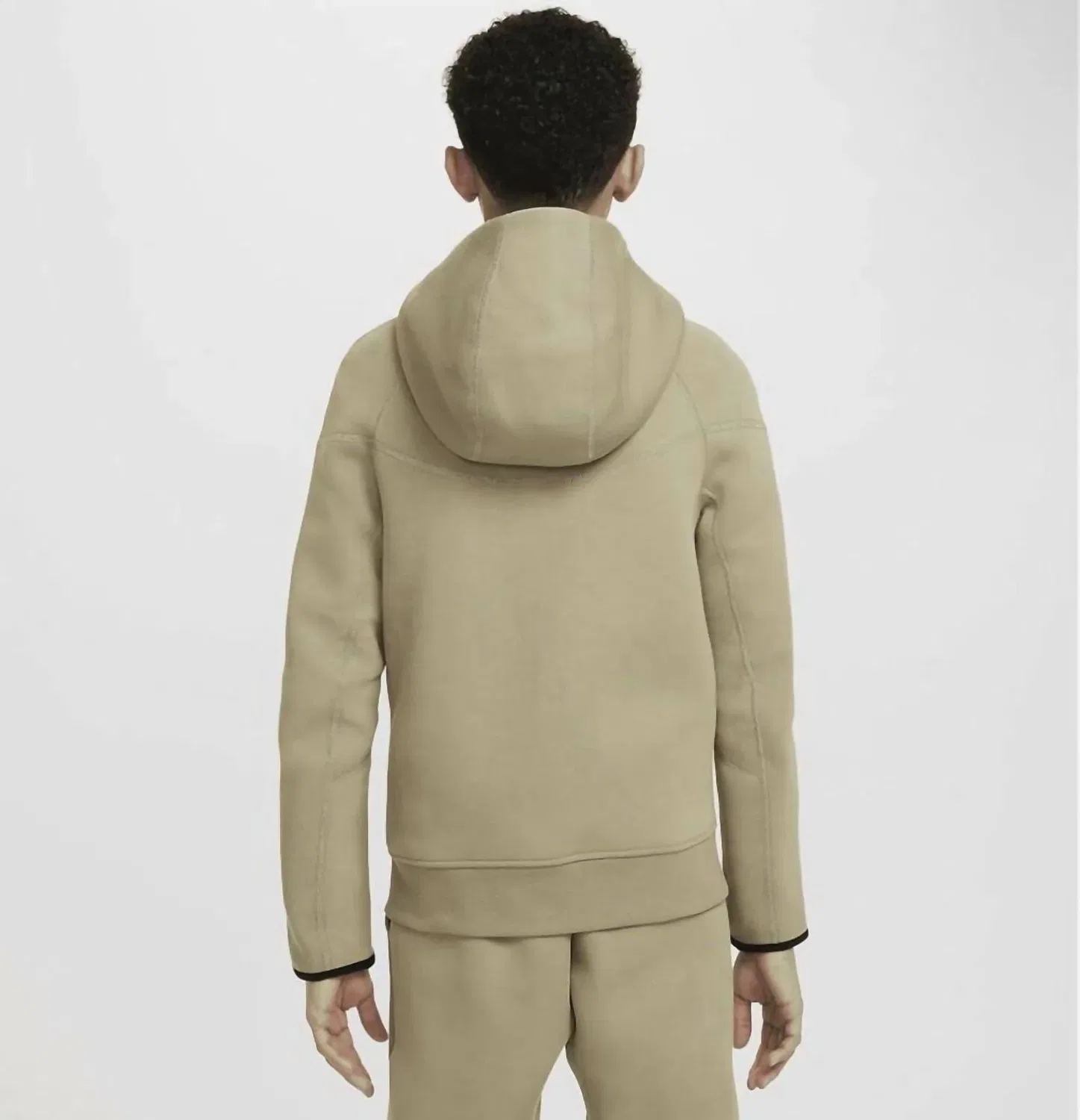 Nike Спортивная флисовая ветровка Sportswear Tech Fleece Windrunner на молнии, нейтральный оливково-черный цвет — фото 2