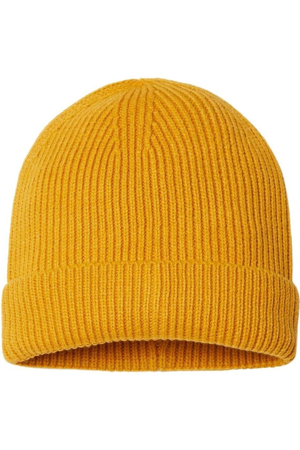 

Atlantis Headwear Экологичная шапка-бини с манжетами из тонкого рубчика, горчично-желтый