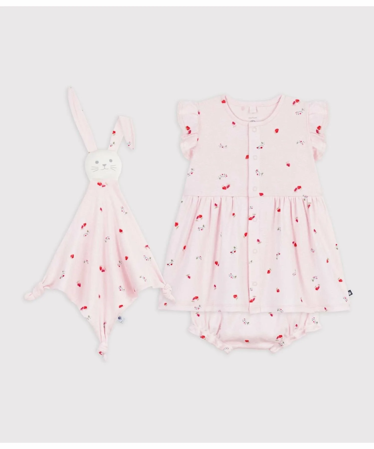 Комплект из One Piece, трусиков-блумеров и Doudou (в коробке) PETIT BATEAU, Light Pink/Multicolor — фото 2