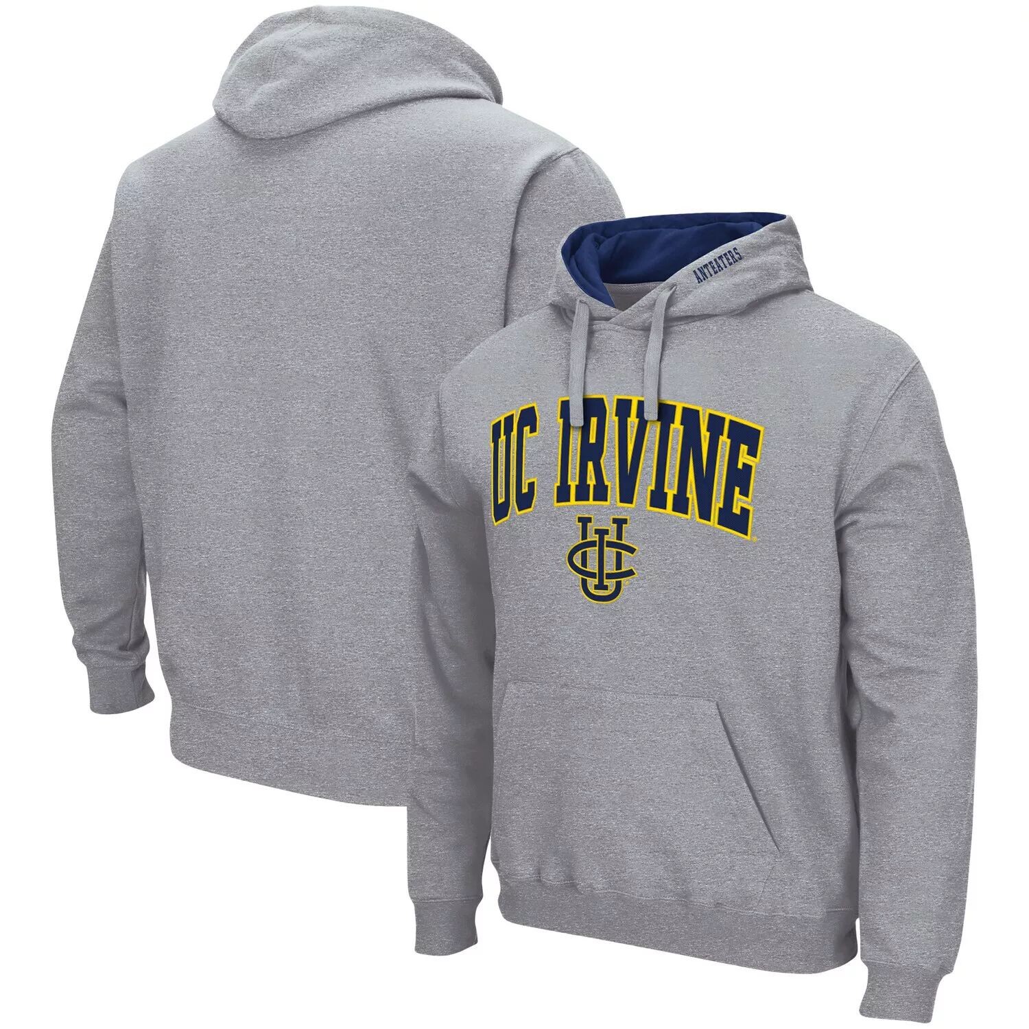 

Мужской серый пуловер с капюшоном UC Irvine Anteaters Arch и Logo Colosseum