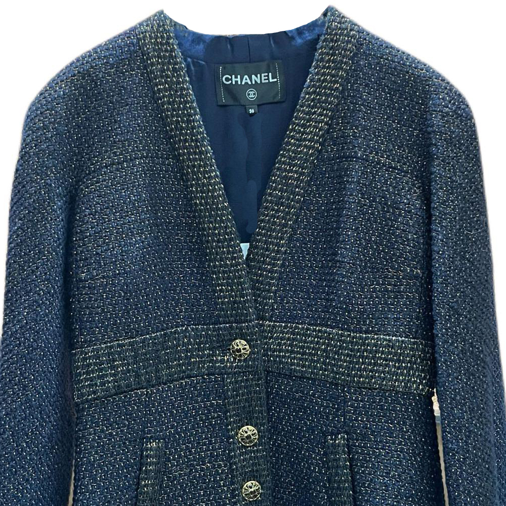 CHANEL Куртка коллекции Египет женская синяя с золотом, Blue Gold Color — фото 4