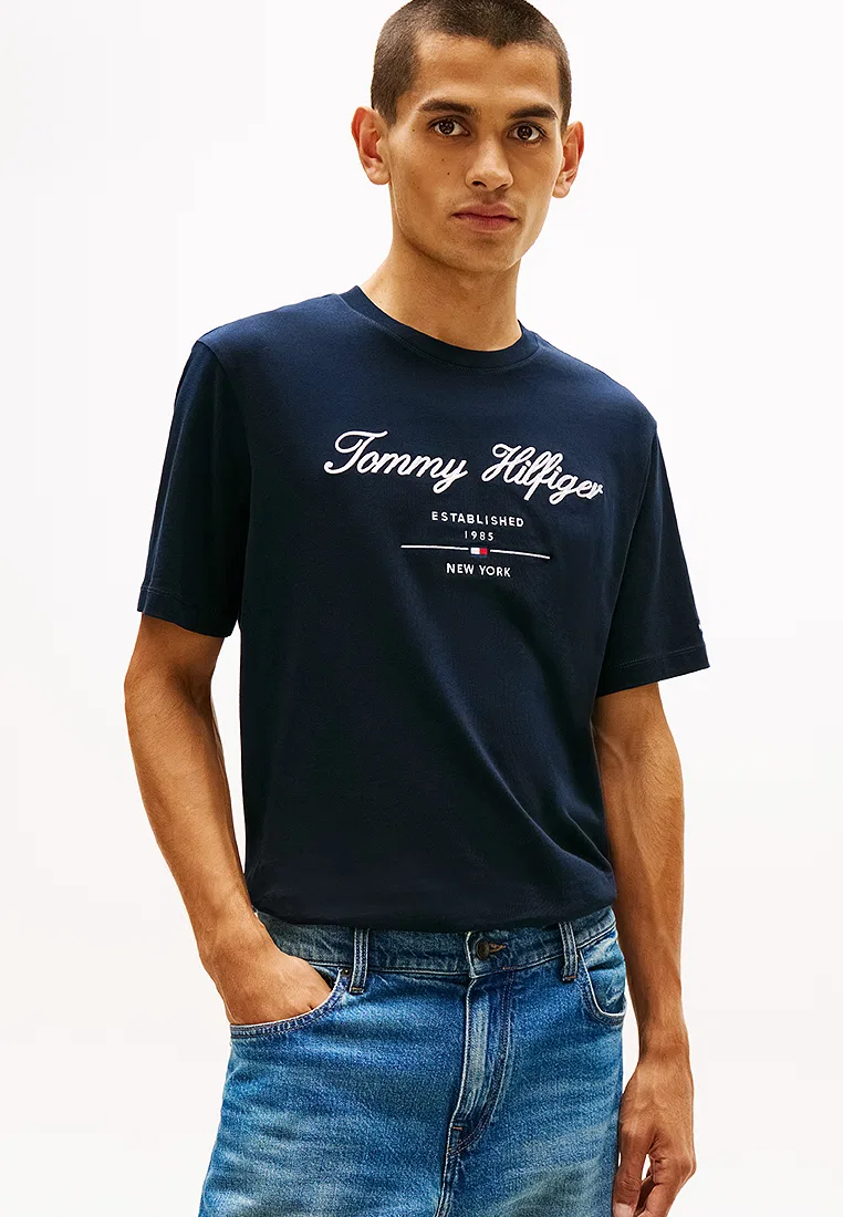 Футболка с вышитым логотипом, Tommy Hilfiger, темно-синий