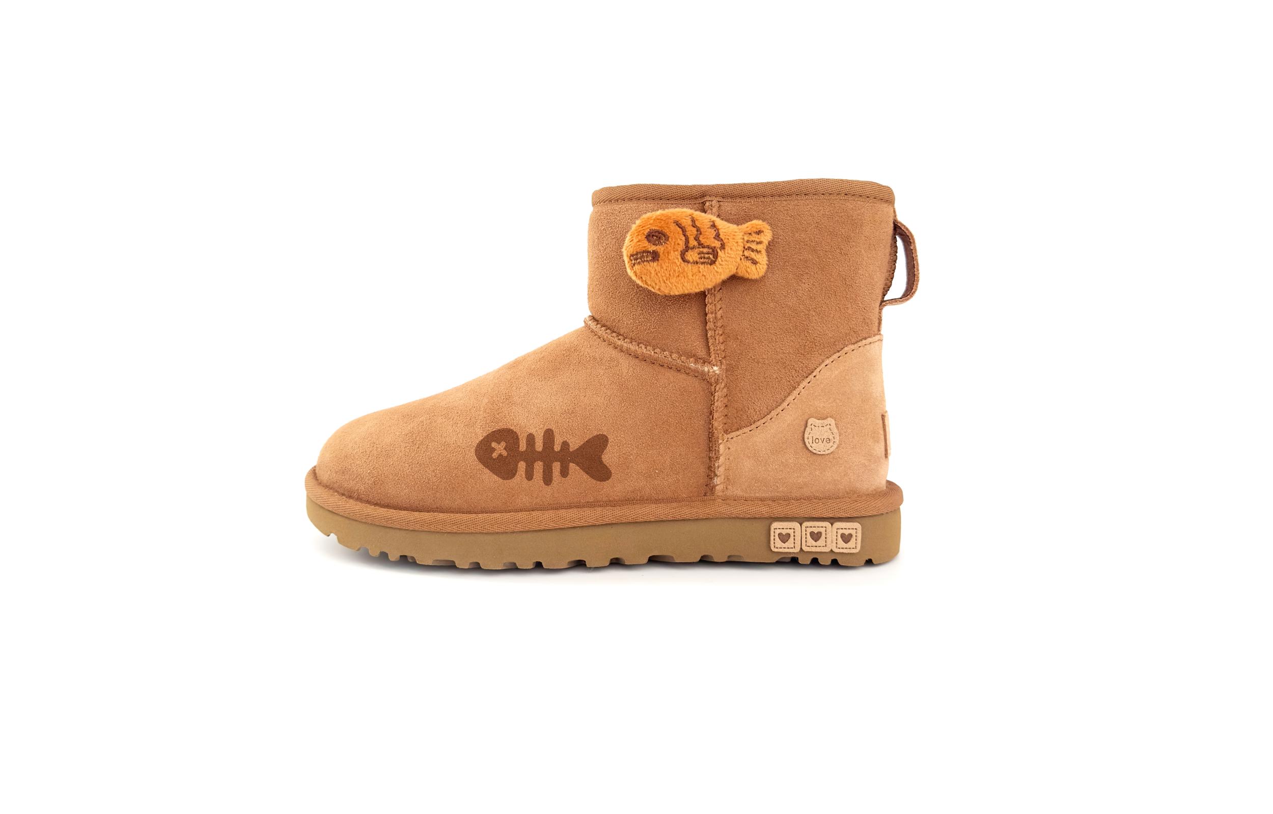 Ботинки UGG Classic Mini с декором, коричневый