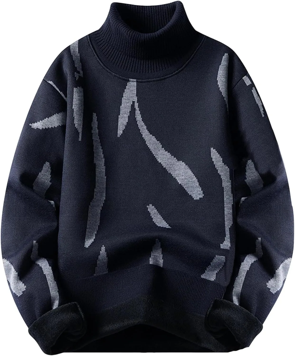 

Мужской водолазный свитер с флисовой подкладкой, вязаный, с длинными рукавами Cambkatl