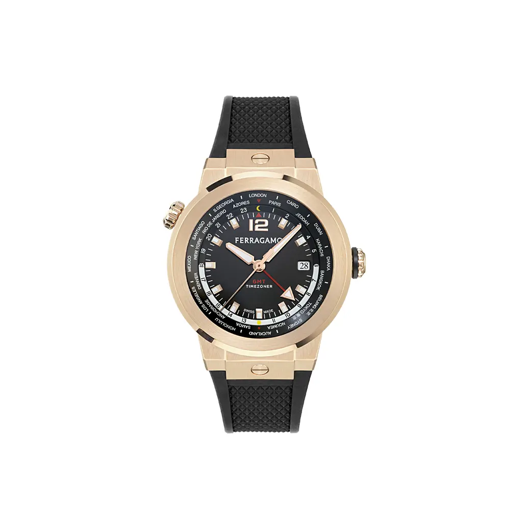 

Ferragamo Часы F-80 WorldTime 43mm, Rose Gold