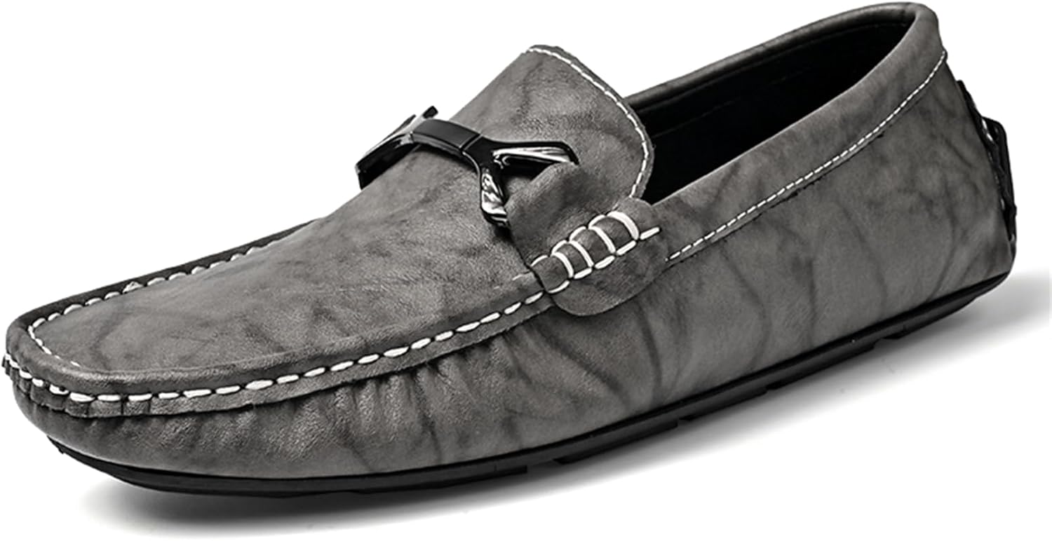 

Мужские лоферы Abborora Flat из кожи, слипоны, мокасины, повседневные лодочные туфли, серый