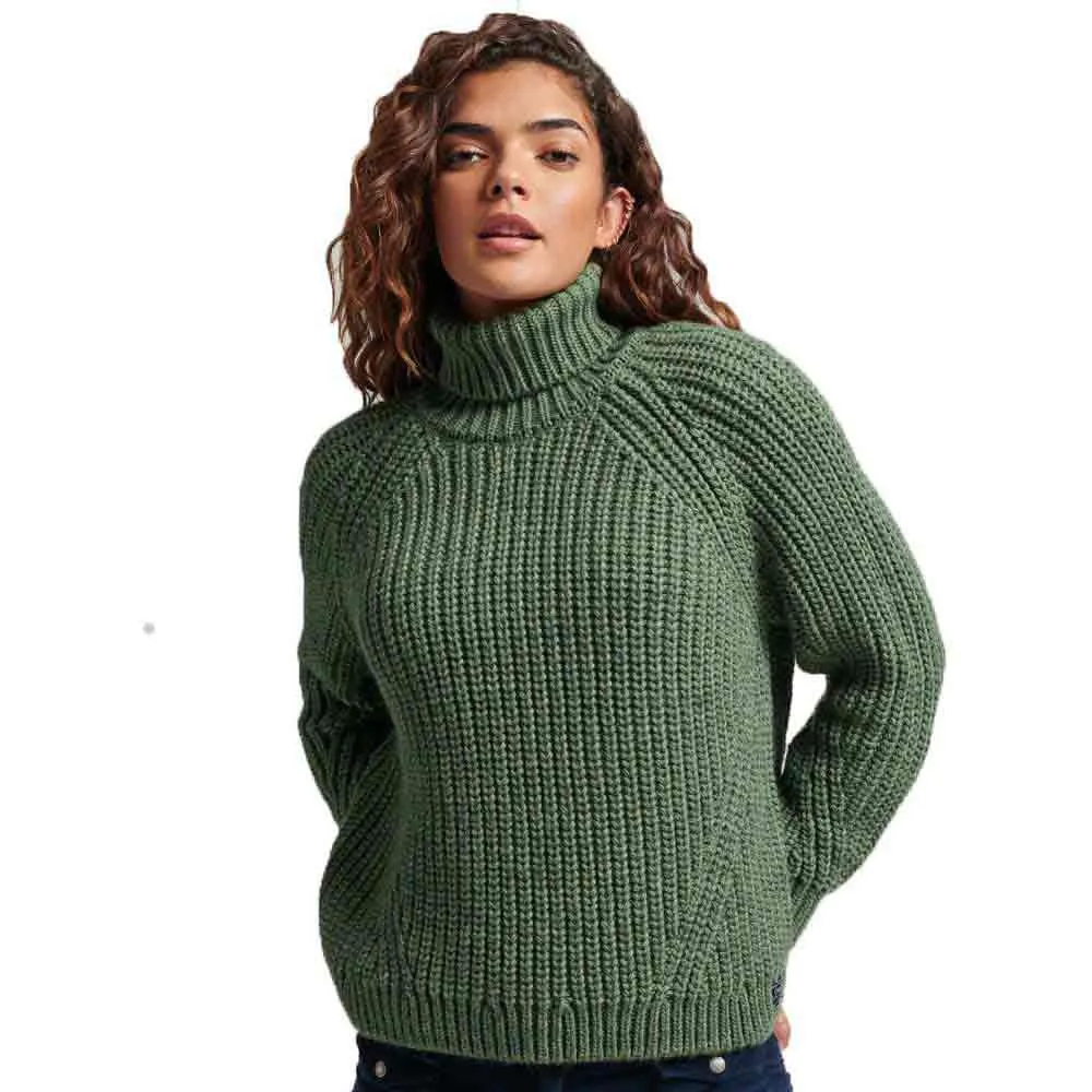 

Свитер Superdry Slouchy Stitch Roll Neck, зеленый