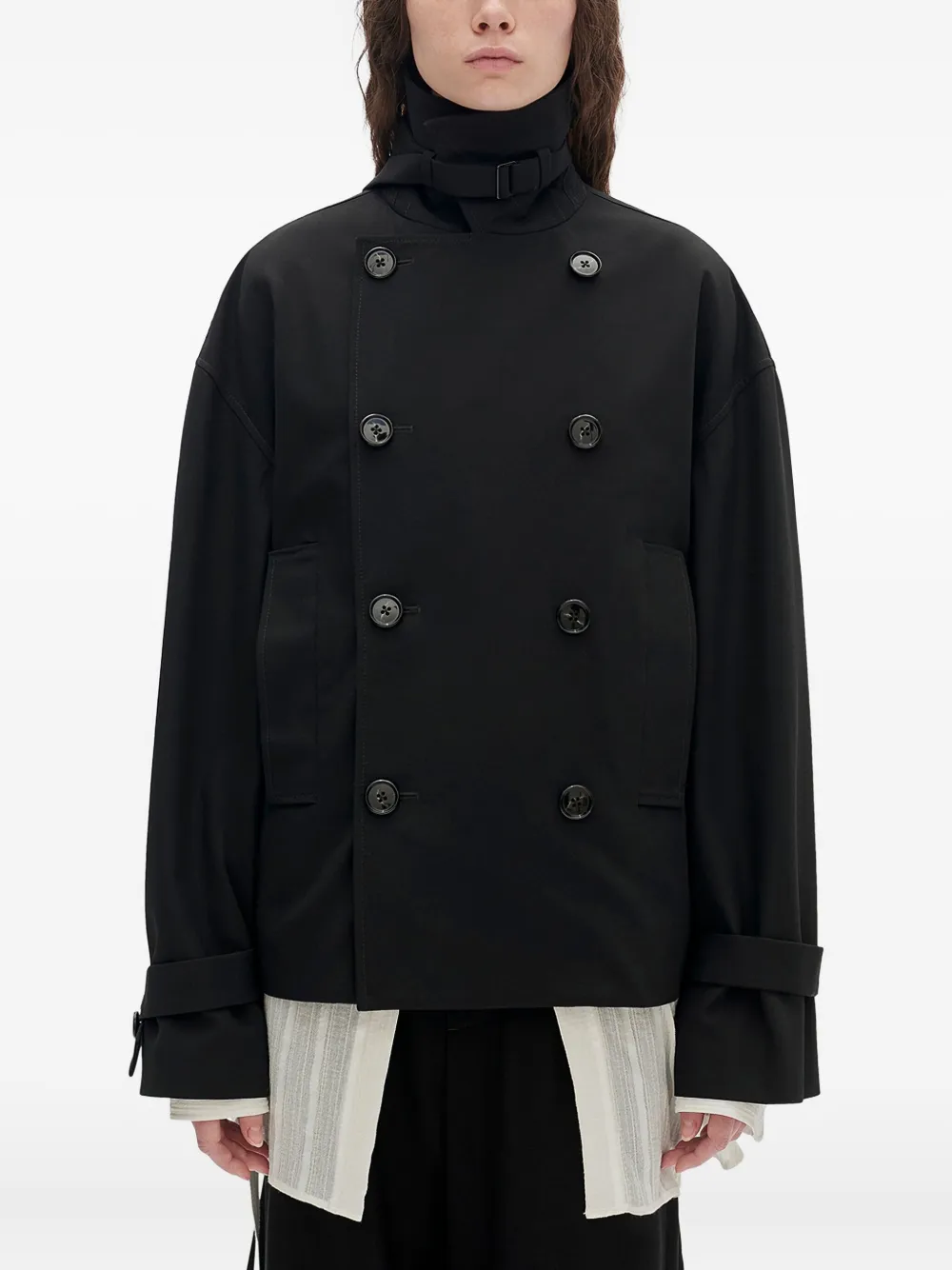 

Двубортный тренч Leni Ann Demeulemeester, черный