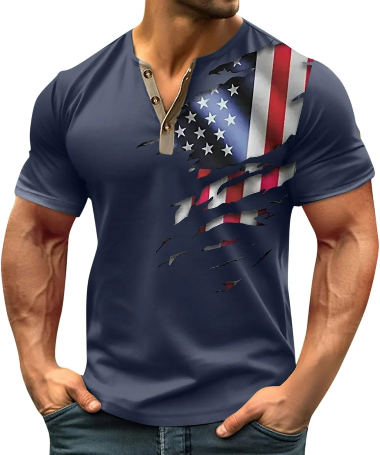 

WENKOMG1 мужская летняя футболка 250 America Independence Day 4 of July с принтом флага, M-3XL