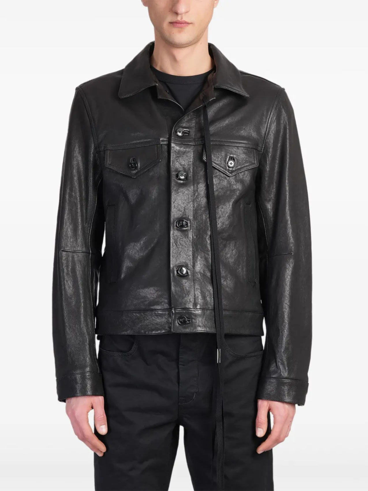 

Кожаная куртка Ann Demeulemeester Ebbe, черный