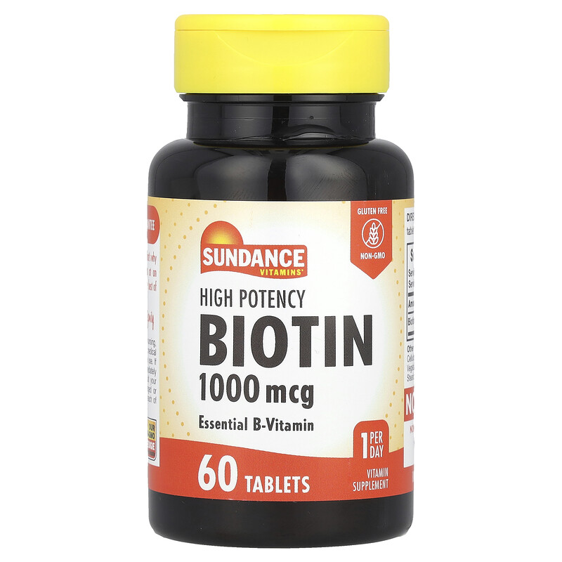 

Sundance Vitamins, Высокоэффективный биотин, 1000 мкг, 60 таблеток