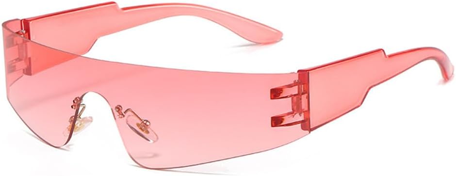 

Солнцезащитные очки в стиле стимпанк без оправы для женщин и мужчин, цельные спортивные очки, модные солнцезащитные очки в стиле Y2k, зеркальные, разноцветные KTUCN, Pink