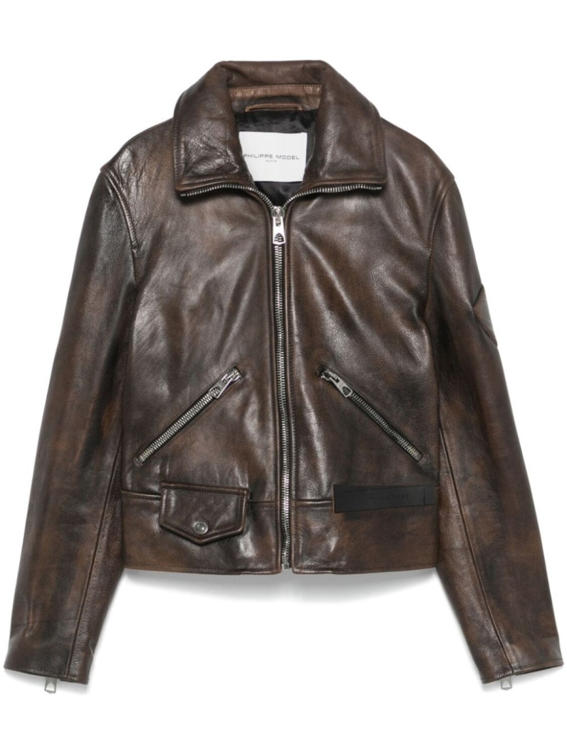 

Philippe Model Paris кожаная куртка на молнии, коричневый