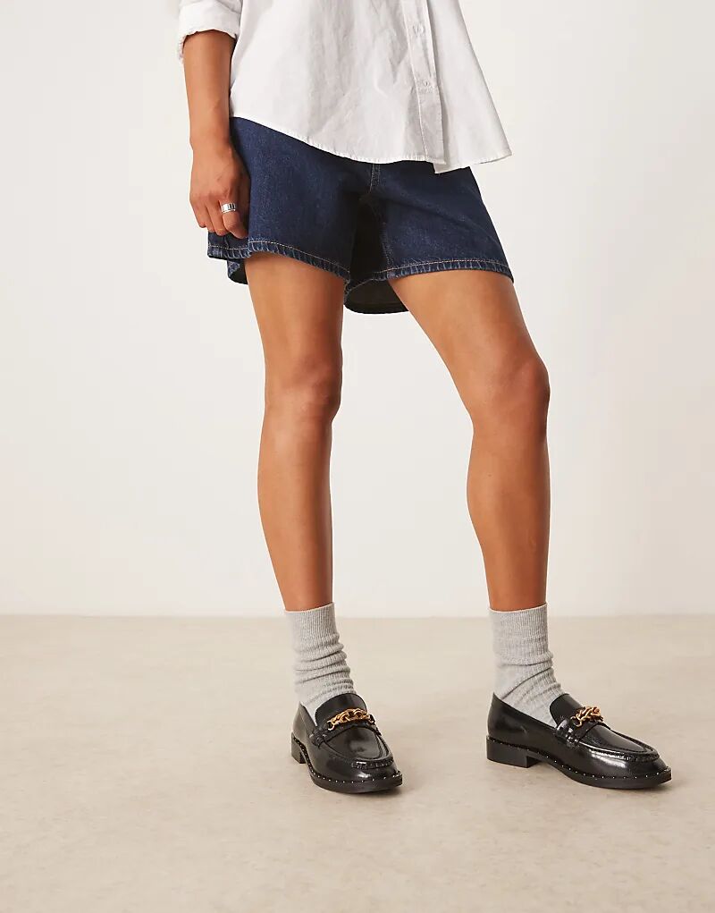 Премиальные лоферы с цепочкой ASOS DESIGN Ministry, черные кожаные — фото 4