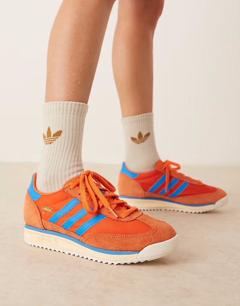 Кроссовки Adidas Originals SL 72 RS оранжевого и синего цвета — фото 4
