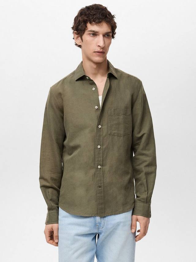 

Рубашка Avispa Regular Fit из смеси льна и хлопка Mango, Khaki