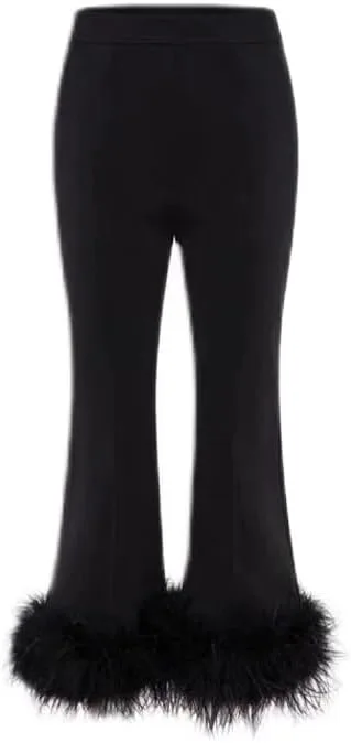 

Женские брюки NU-85 с высокой талией и отделкой из пушистых перьев страуса Youlander Fur