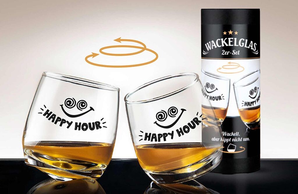 

Набор вращающихся стаканов Gilde из 2 стаканов с дизайном «Happy Hour», 27 мл, 8,8 см Gilde Handwerk, прозрачный