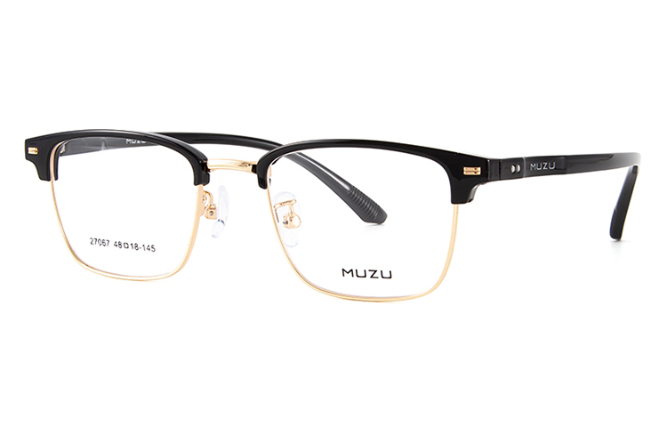 

MUZU Оправы для очков унисекс из нержавеющей стали TR90, Black Gold-C11