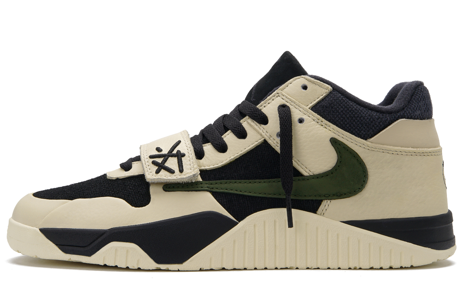 

Трэвис Скотт x Jumpman Jack TR Avocado мид-топ винтажные баскетбольные кроссовки унисекс Jordan, черный/серый