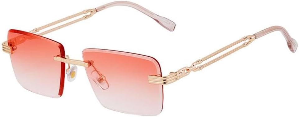 

Классические прямоугольные солнцезащитные очки без оправы для мужчин, роскошные модные солнцезащитные очки в маленькой оправе для панк-стиля, дорожные очки с защитой от УФ-излучения UV400, SUN1369 Generic, C6goldgradientpink