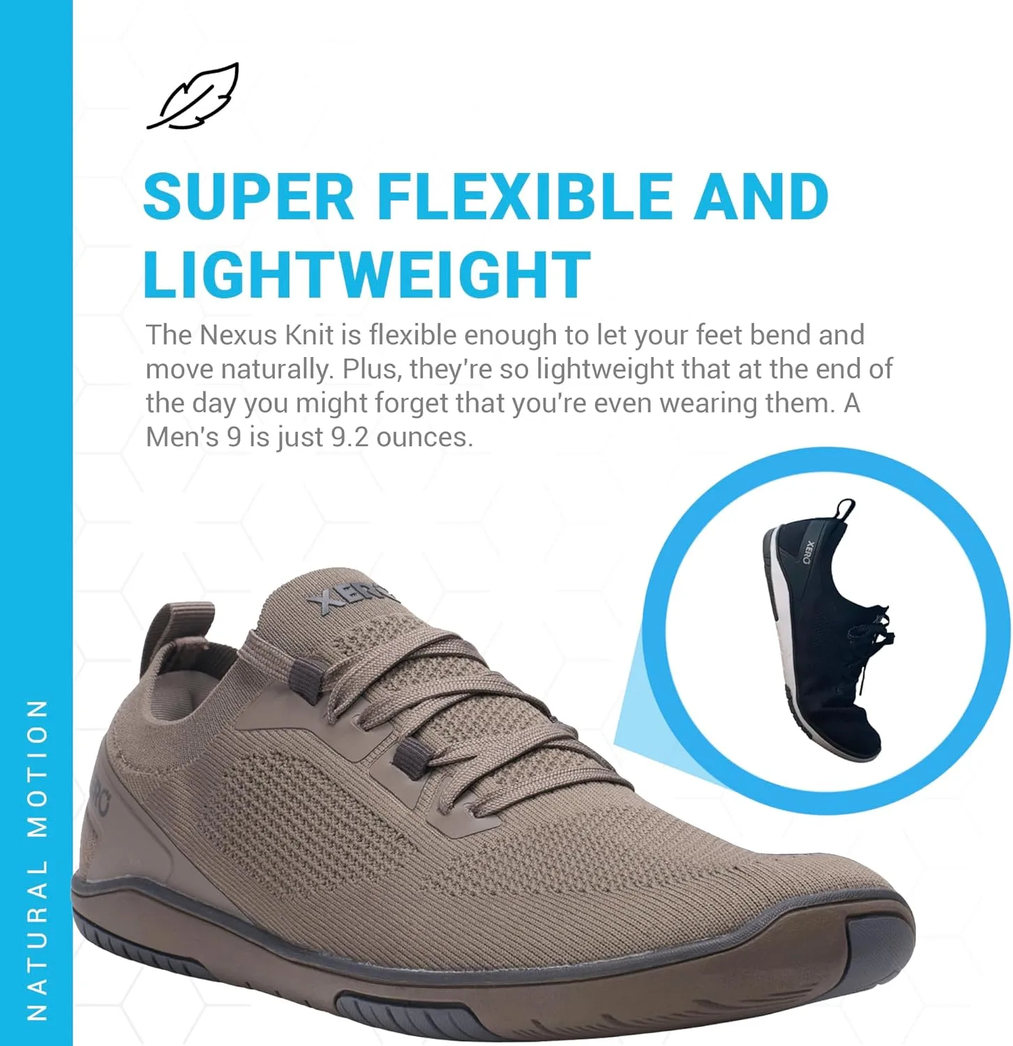 Мужские кроссовки Xero Shoes для ходьбы босиком | Кроссовки Nexus Knit для тренировок | Модные мужские кроссовки с нулевым перепадом высоты подошвы и широким носком | Минималистичный дизайн — фото 4