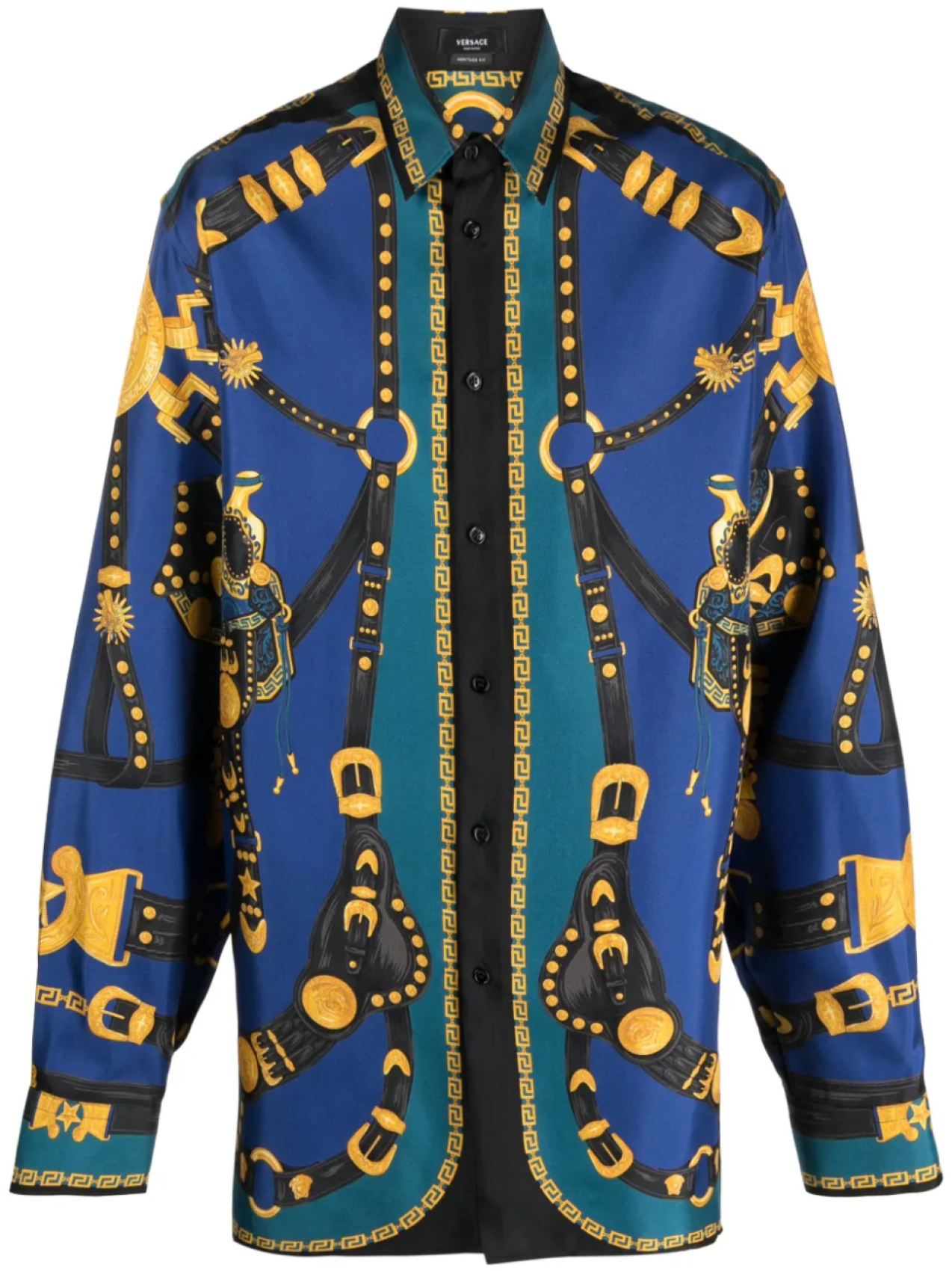 

Versace шелковая рубашка Medusa Saddle, синий