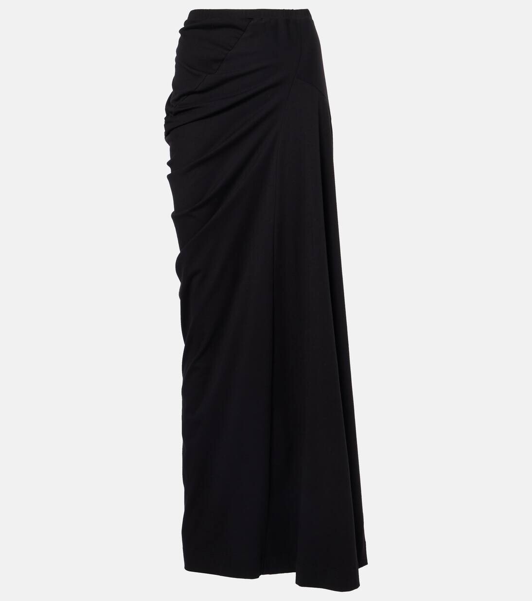 

Юбка макси из хлопкового джерси с драпировкой Dries Van Noten, черный