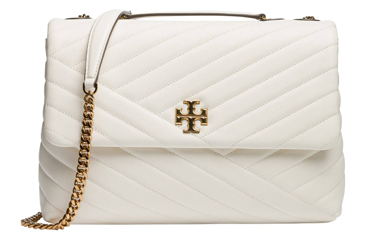 

TORY BURCH Кожаная сумка Kira Sheepskin маленькая квадратная, через плечо, большая женская ivory white