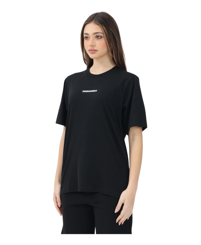 

Черная футболка с короткими рукавами и логотипом. Dsquared2, черный