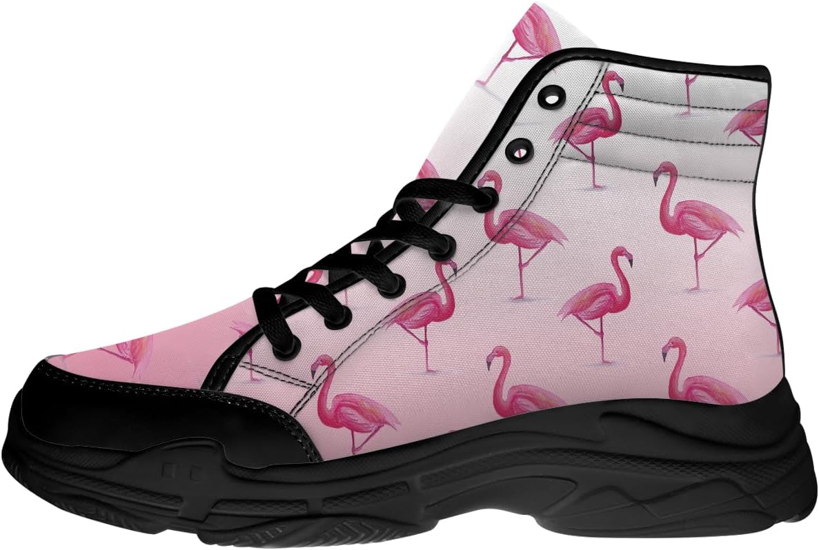 

Женские высокие кеды Flamingo с шнуровкой, розовые текстильные кеды, подарки Flamingo для нее Quorax