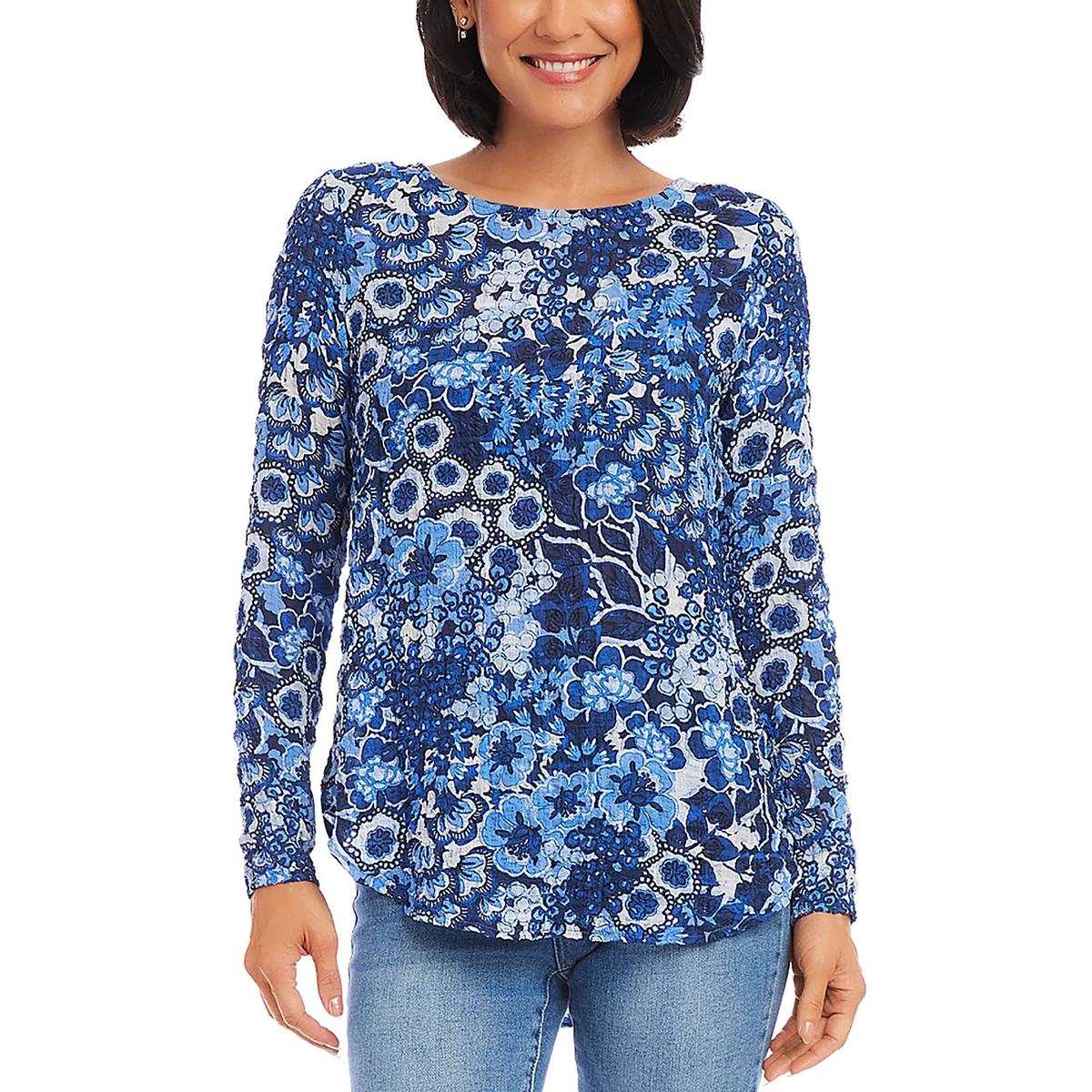 

Женская блузка с длинными рукавами, пуловер, топ Karen Kane, синий/мультиколор