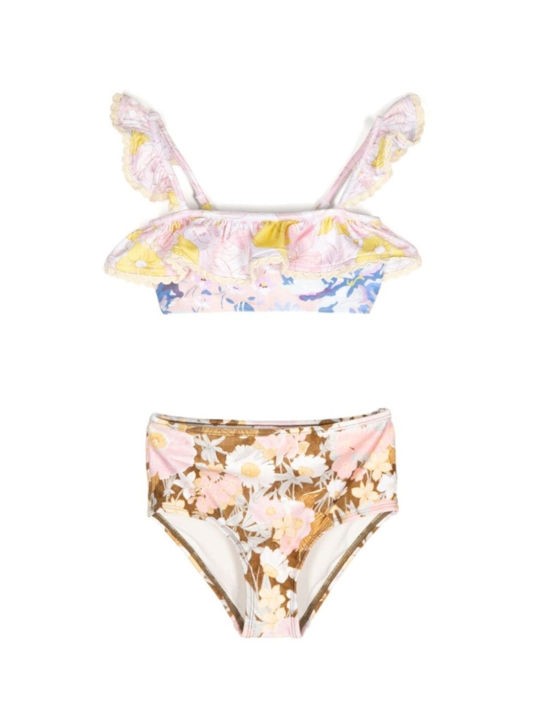 

ZIMMERMANN Kids Pop бикини с оборками, розовый