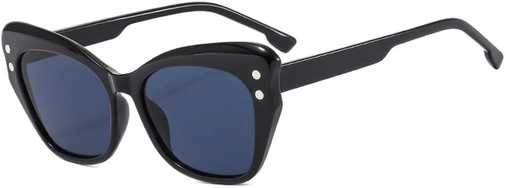 

2027 Женские солнцезащитные очки-бабочки, модные, с заклепками, контрастными полосками, дорожный солнцезащитный козырек, защита от УФ-излучения UV400 MTZJH, Black