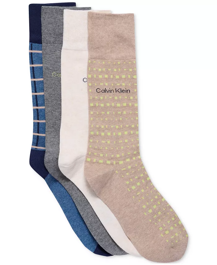 

Мужские носки классической длины, ассорти расцветок, комплект из 4 пар Calvin Klein, коричневый/бежевый