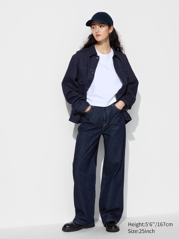 

Широкие прямые джинсы Uniqlo, темно-синий