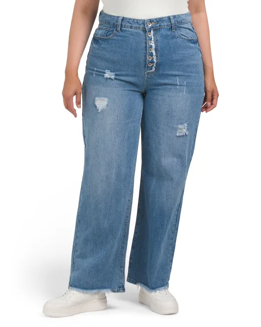 

Широкие джинсы с высокой посадкой и пуговицами Fly Elite Jeans, цвет Medium Wash