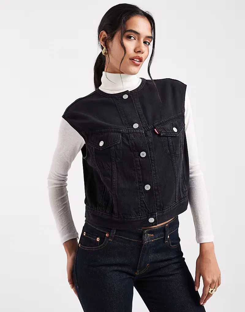 Джинсовый жилет-блузон vintage Levis Levi's, черный