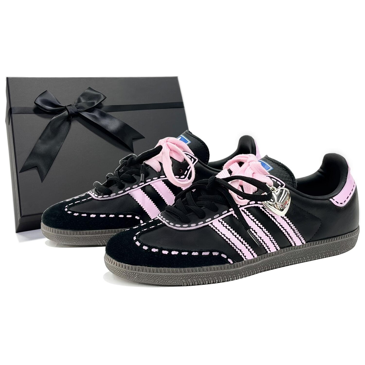 

Кроссовки для скейтбординга Samba, унисекс, низкие, черный/розовый Adidas Originals